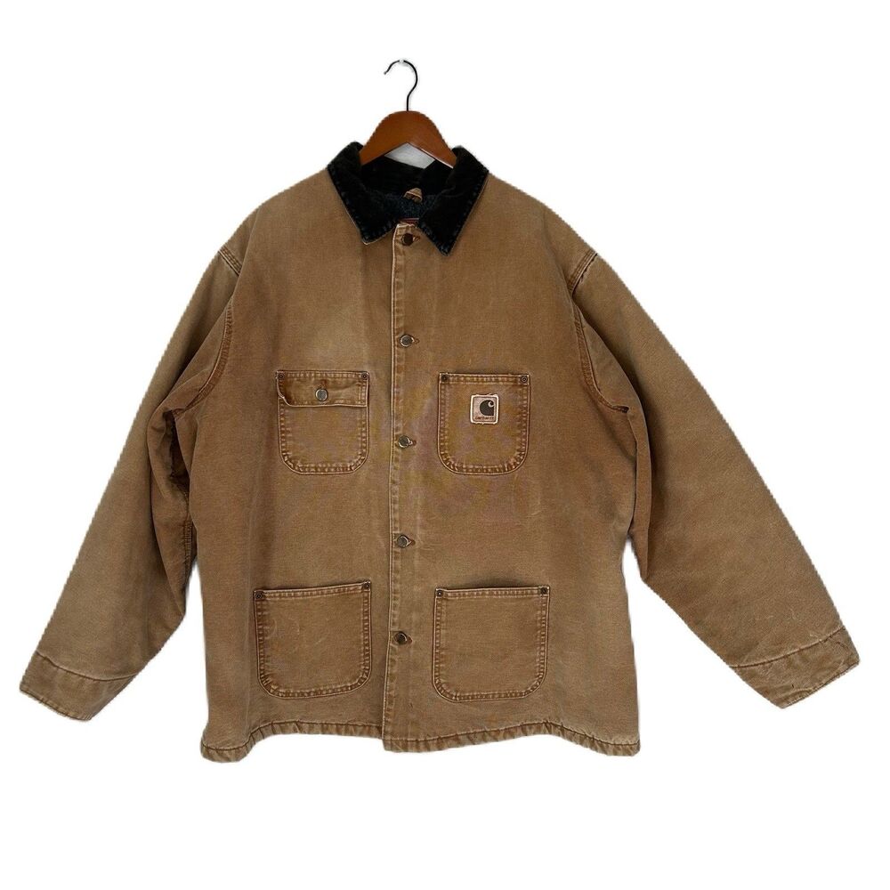 Carhartt Jacket Men 2XL Brown Blanket CO2BRN Trashed Barn Chore Y2K Coat Vintage